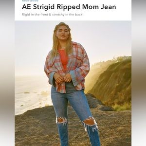 American Eagle ripped mom jeans size 12 long.